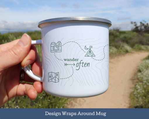 Wander Often Wonder Always Enamel Mug